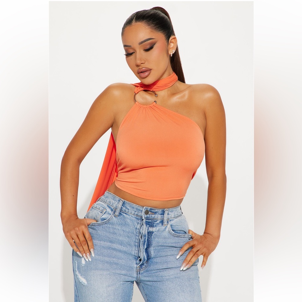 🖤BNWT FASHION NOVA SUMMER SOIRÉE HALTER TOP ORANGE🖤